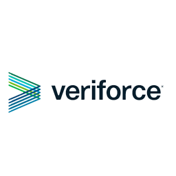 The logo for veriforce is a blue and green arrow.