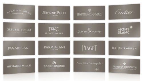 un’immagine con dei loghi di marche pregiate di orologi