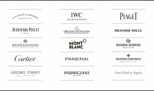 un’immagine con dei loghi di marche pregiate di orologi