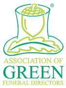 A logo for the association of green funeral directors