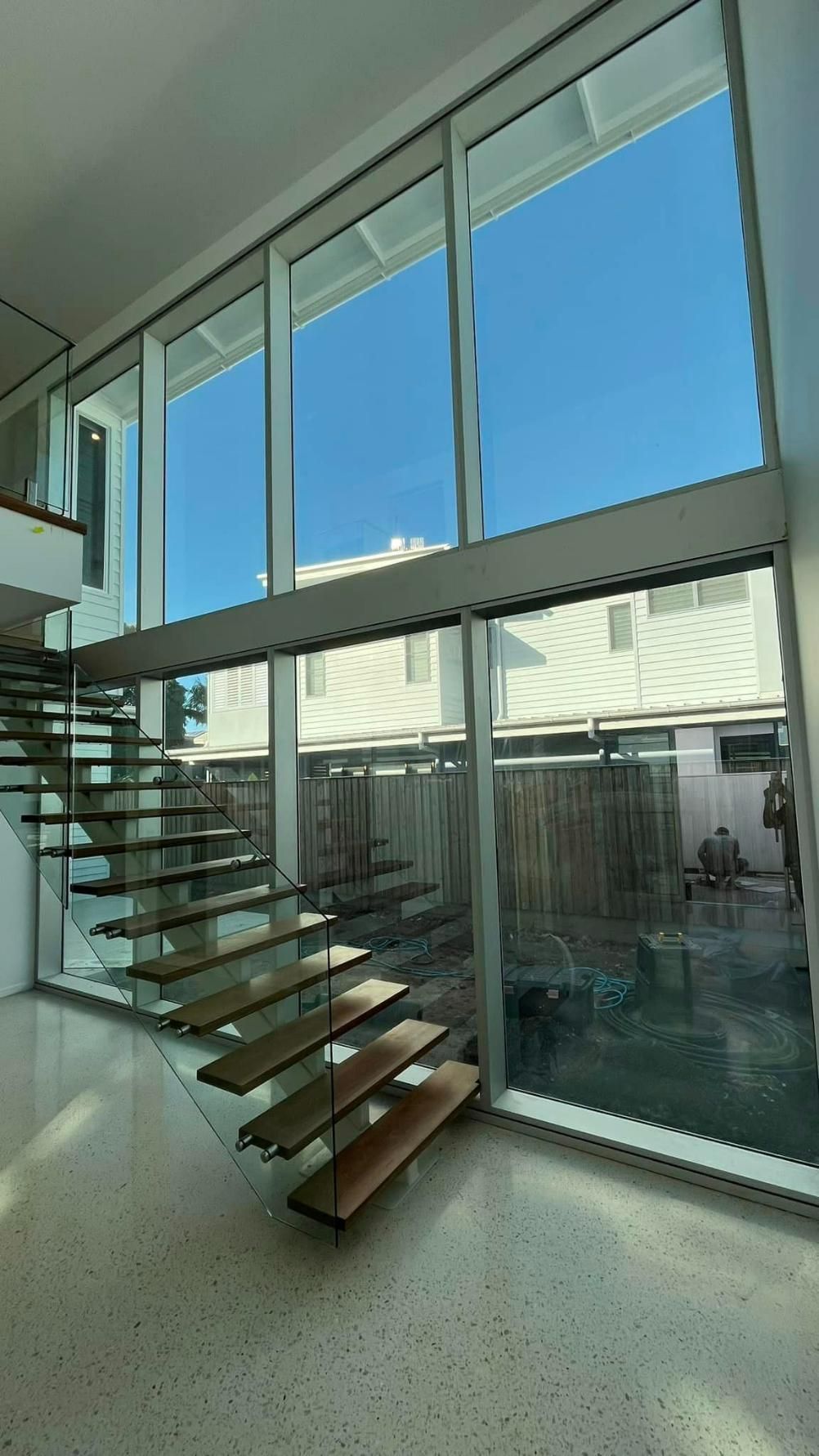 Staircase With Glass And Glass Windows — SC Glass & Aluminium in Noosa, QLD