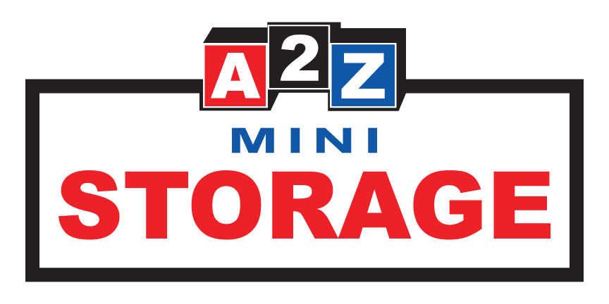 Logo for A2Z Mini Storage with "A2Z" above and "Mini Storage" below in a black and white framed design.