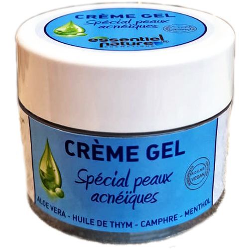 Spécialement indiqué pour les peaux à tendances acnéiques, notre crème gel hydrate les couches supérieures de l’épiderme et apporte une action anti-bactérienne et anti-fongique. ALOE VERA - HUILE DE THYM - CAMPHRE - MENTHOL