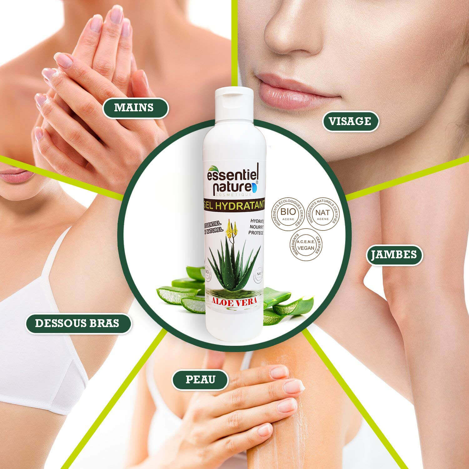 Gel pur d'aloe vera bio disponible en 100ml, 200ml et 500ml. Le top du top de la cosmétique bio et vegan