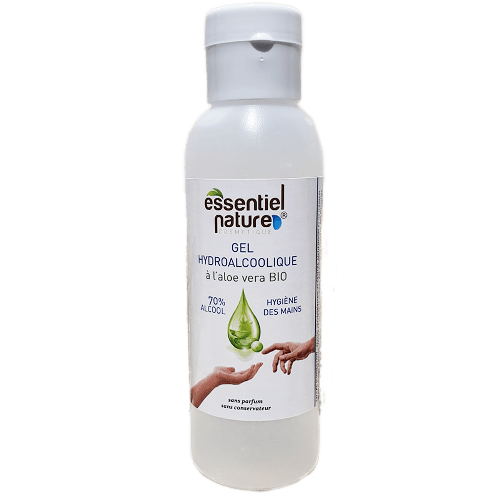 GEL HYDROLCOOLIQUE ALOE VERA BIO AVEC 70% D'ALCOOL EST IDÉAL POUR ASSURER UNE HYGIÈNE COMPLÈTE DES MAINS SANS AVOIR BESOIN D'EAU. L'INCORPORATION DANS LA FORMULE DE L'ALOÈS ASSURE L'HYDRATATION