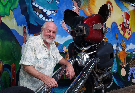 Wade with one of his whimsical sculptural creations.