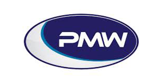 PMW logo: dark blue oval with 