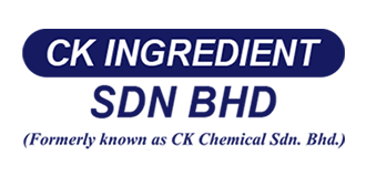 Logo for CK Ingredient Sdn Bhd, blue and white text with former name below.