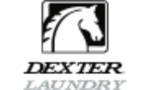 Dexter Laundry logo with horse head in a square above the text "DEXTER LAUNDRY".