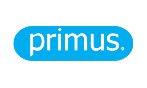 Primus logo: white text "primus." within a blue rounded rectangle.