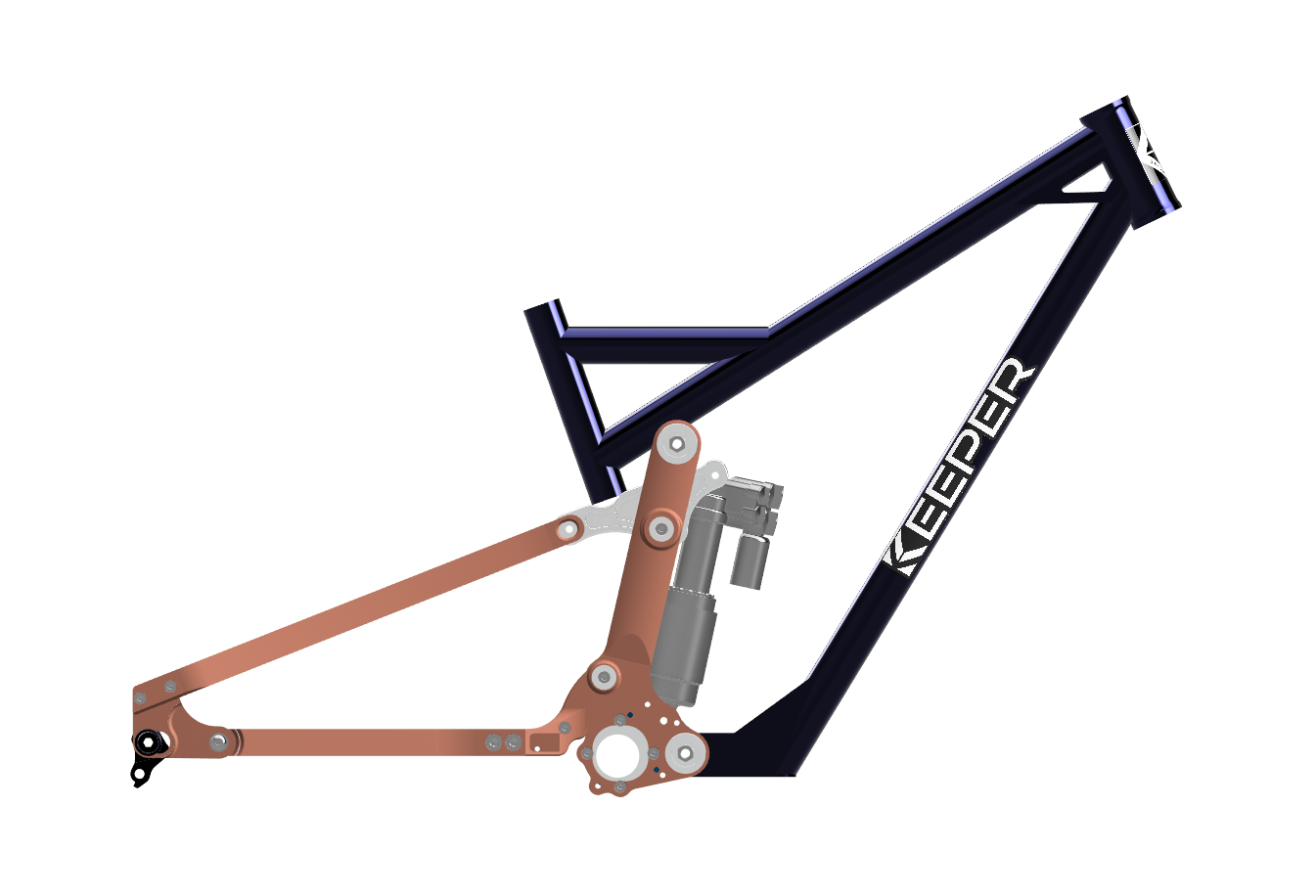 Blue and teal LOCAL mountain bike frame with 