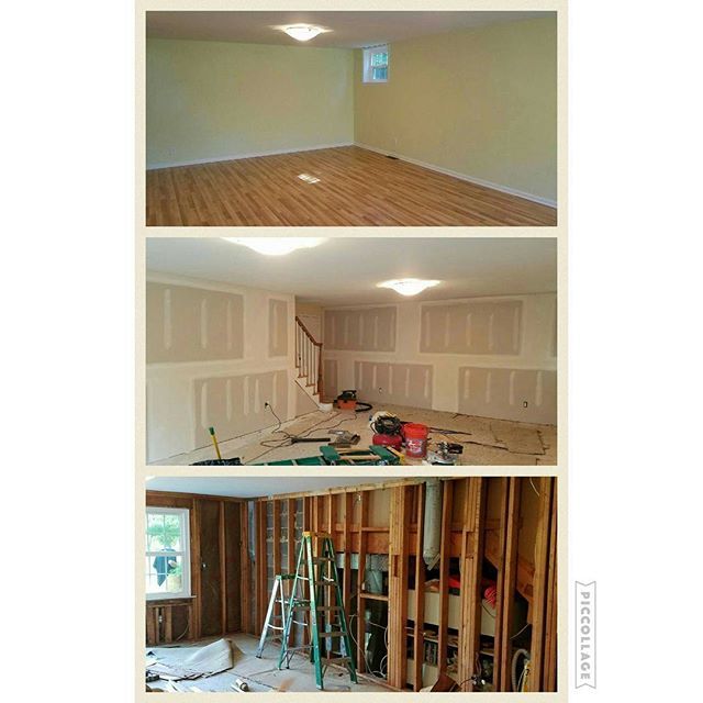 demolition, tile flooring, sheet rocking