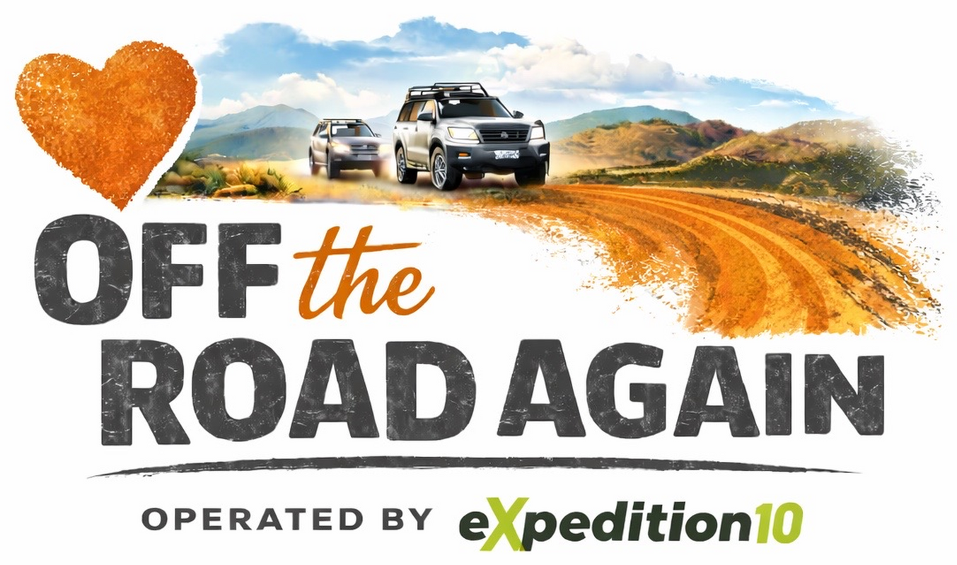 Orange heart and off-road truck logo reading “OFF THE ROAD AGAIN,” operated by eXpeditio10.