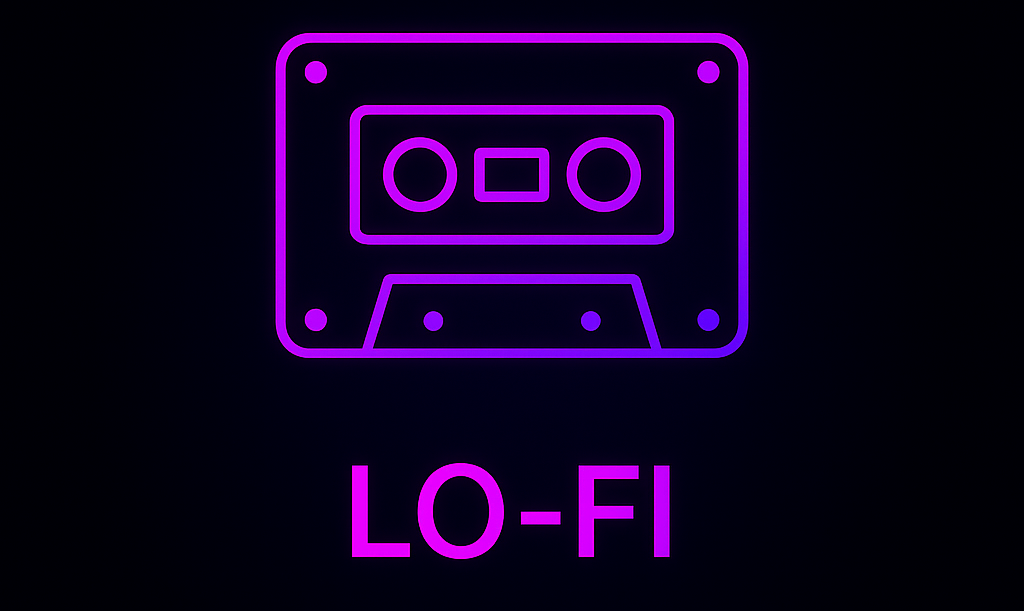 Lo-Fi music thumbnail with cassette tape illustration and download button