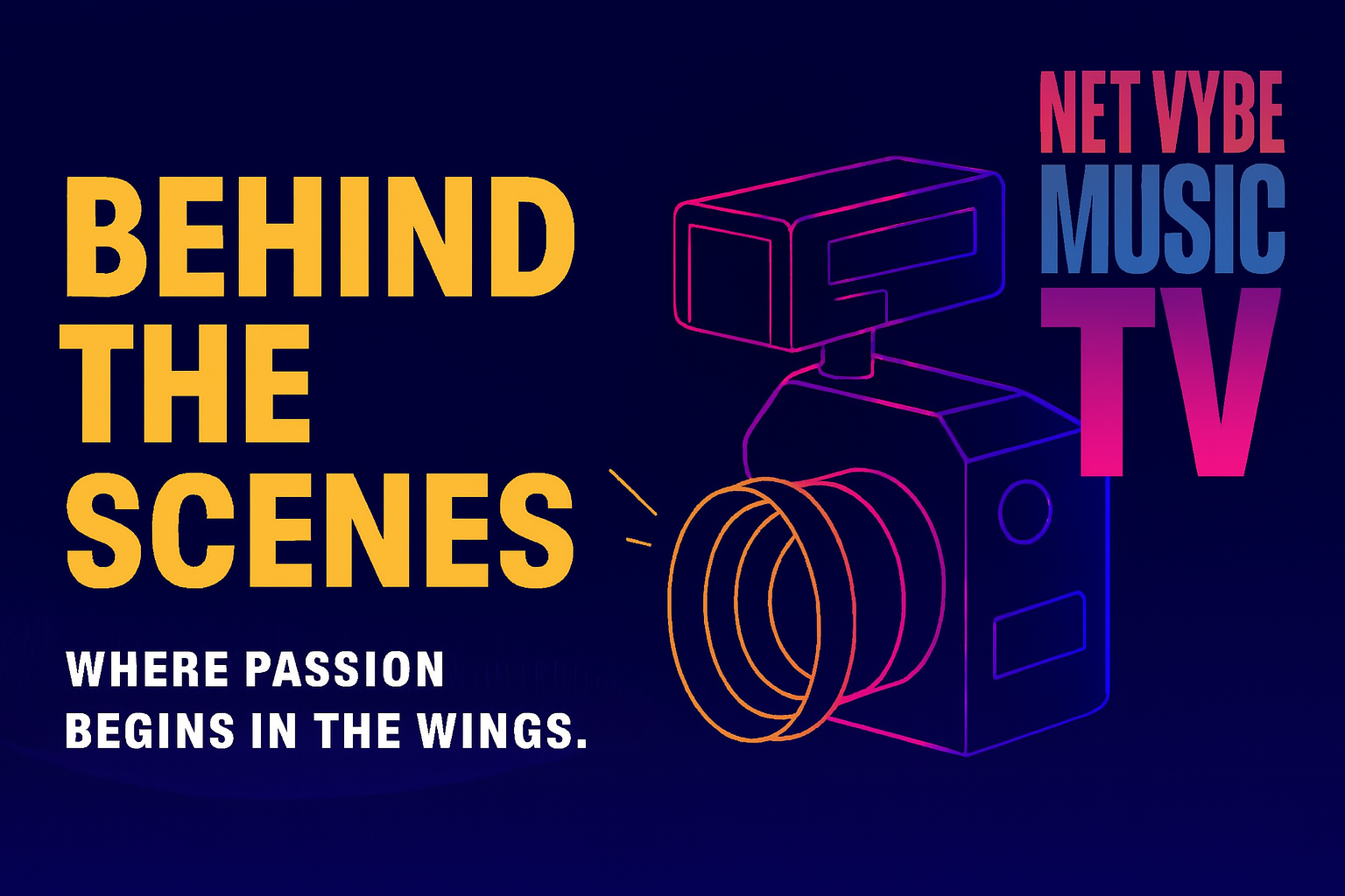 Promotional graphic for Net Vybe Music TV. Text: