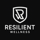 A black and white logo for a company called resilient wellness.