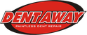 DentAway logo: Red oval with 