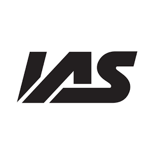 Black and white IAS logo: stylized text, letters