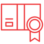 Red box with a badge, symbolizing a certified package.