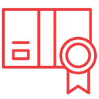 Red box with a badge, symbolizing a certified package.