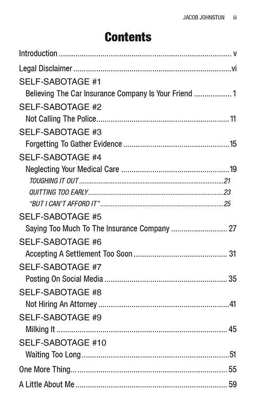 table of contents