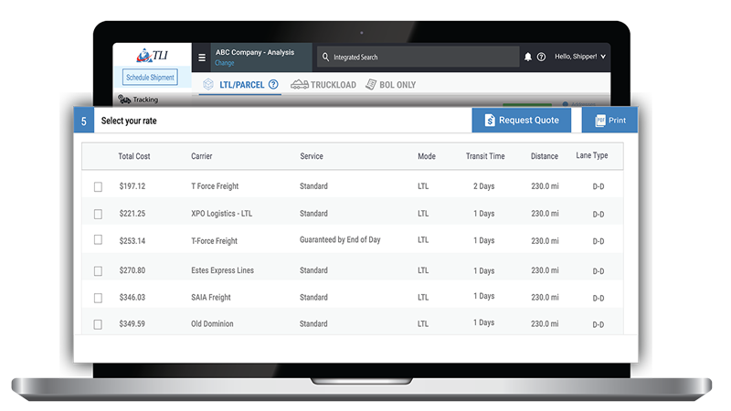 freight broker with TMS that provides instant LTL shipment rates