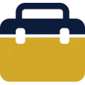 A judge 's gavel is sitting on top of a blue block.