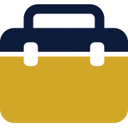 A judge 's gavel is sitting on top of a blue block.