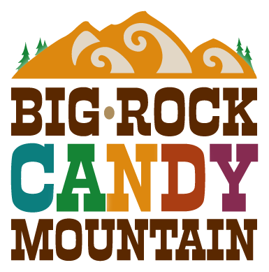 A colorful logo for big rock candy mountain