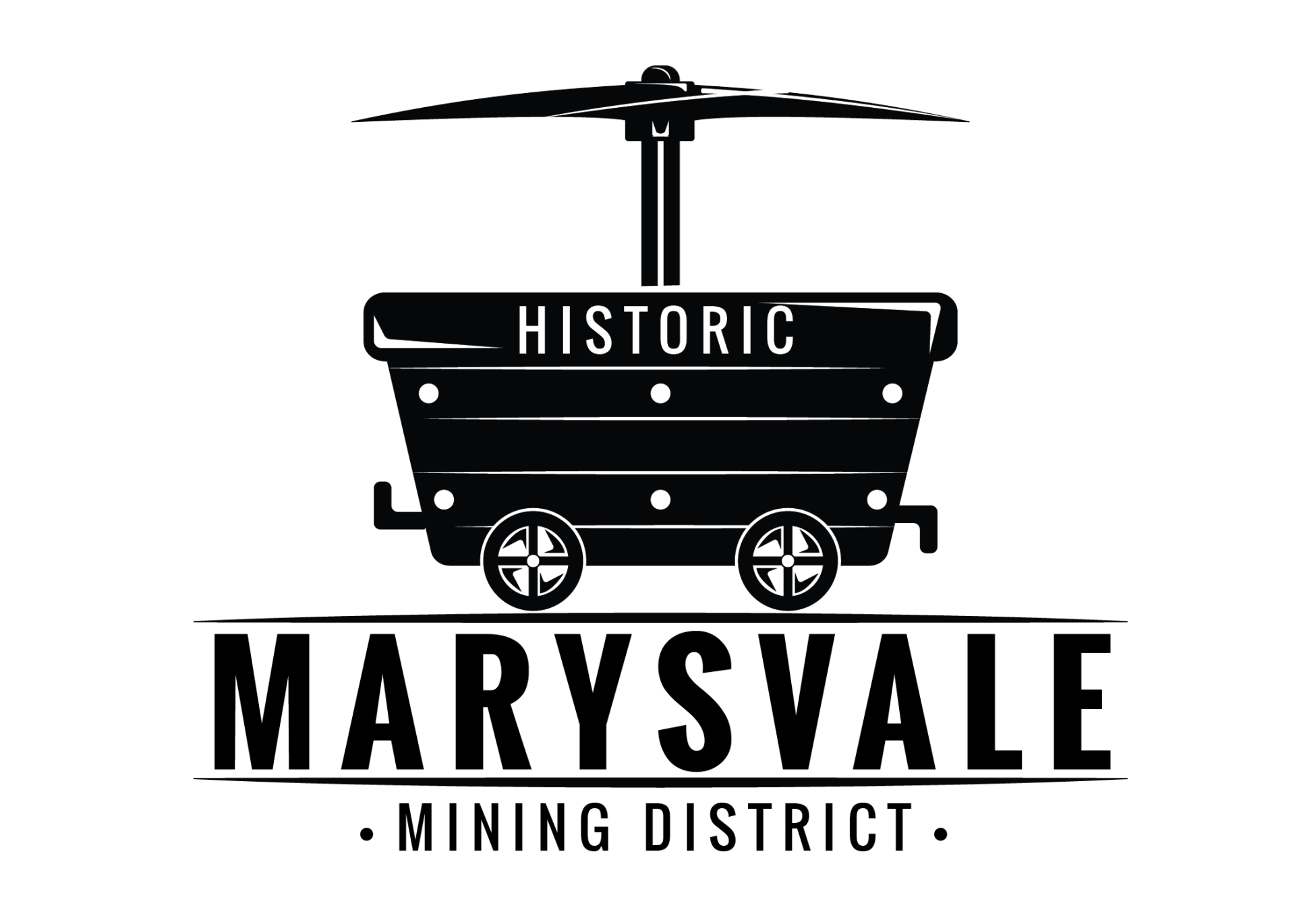 a black and white logo for the marysville mining district .