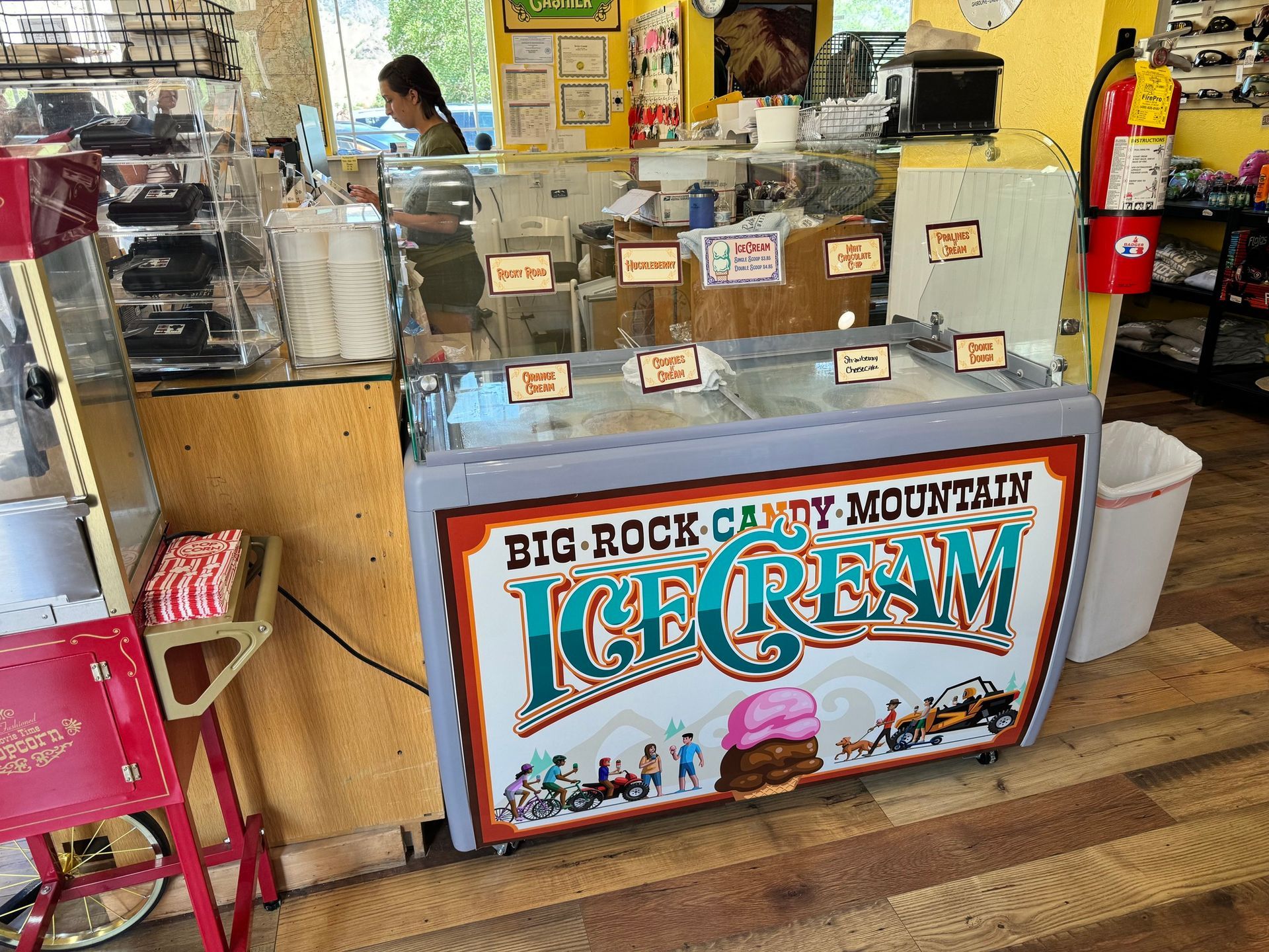 A big rock candy mountain ice cream machine in a store