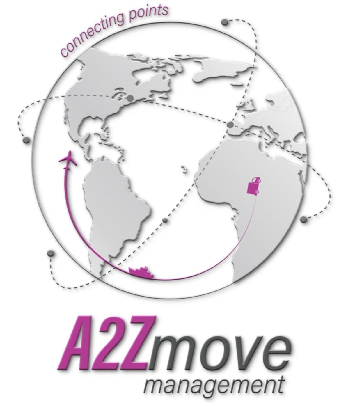 The logo for a2zmove management is pink and white
