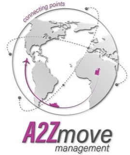 The logo for a2zmove management is pink and white