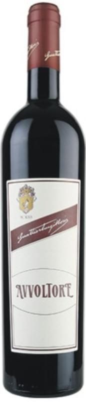 Bottiglia di vino rosso, etichetta bianca con la scritta 