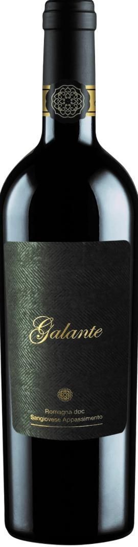 Bottiglia di vino nera con etichetta testurizzata, scritte e dettagli dorati.