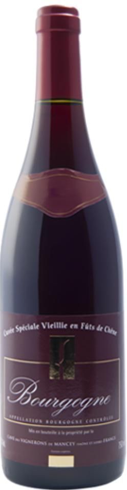 Bottiglia di vino di Borgogna con etichetta bordeaux.