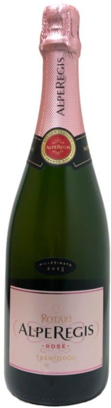Bottiglia di spumante rosé Alpe Regis.