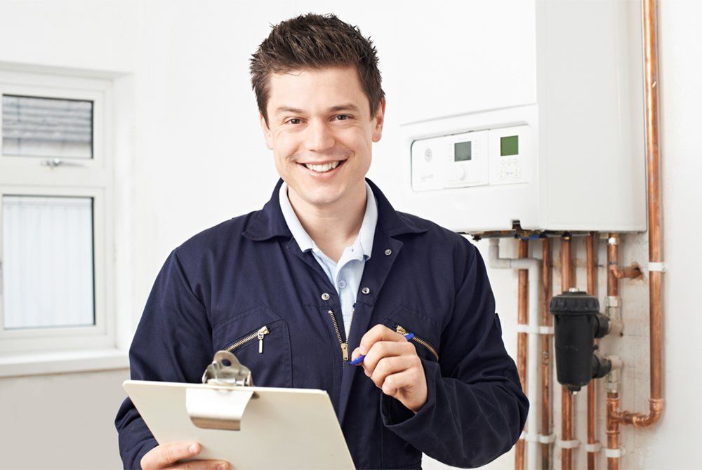Male Plumber Working On Central Heating Boiler certificate