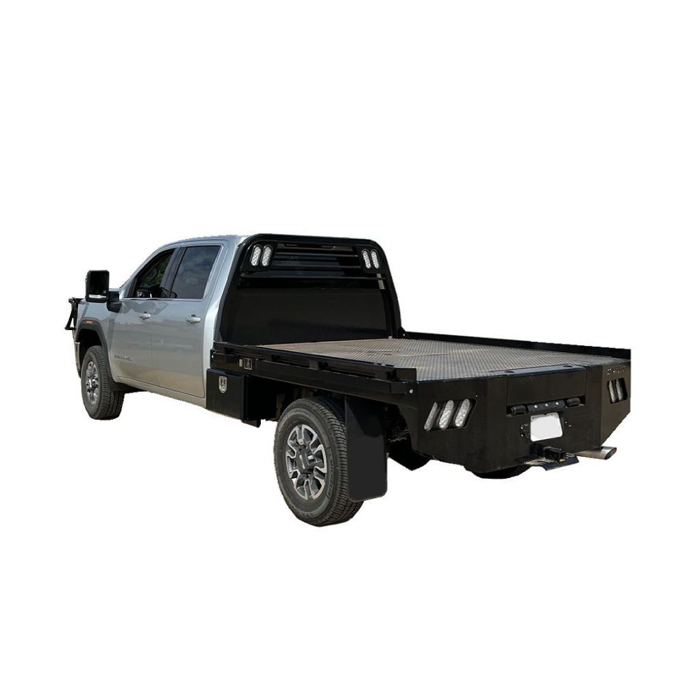 image of silver truck with black flatbed
