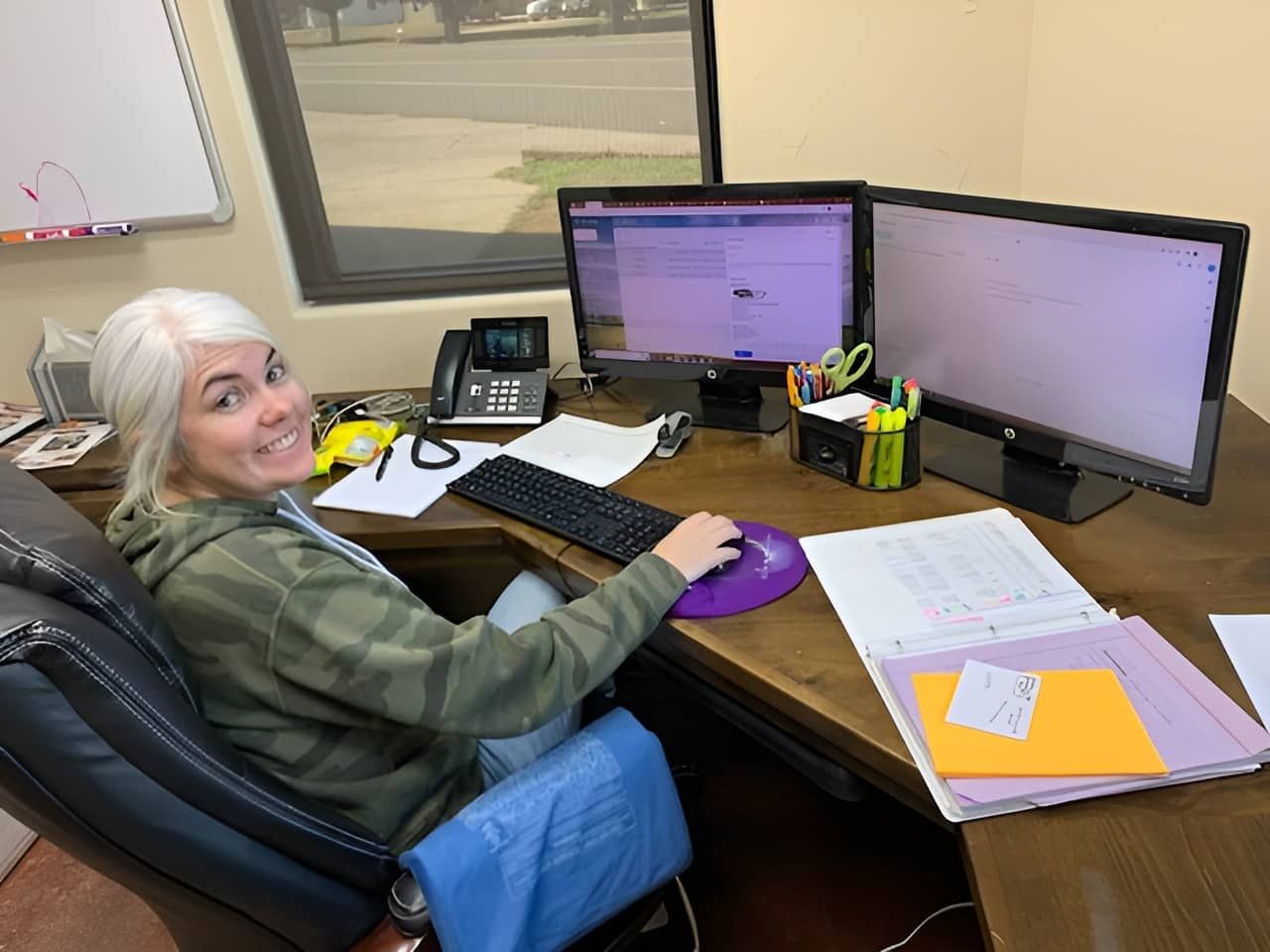 woman at computer desk