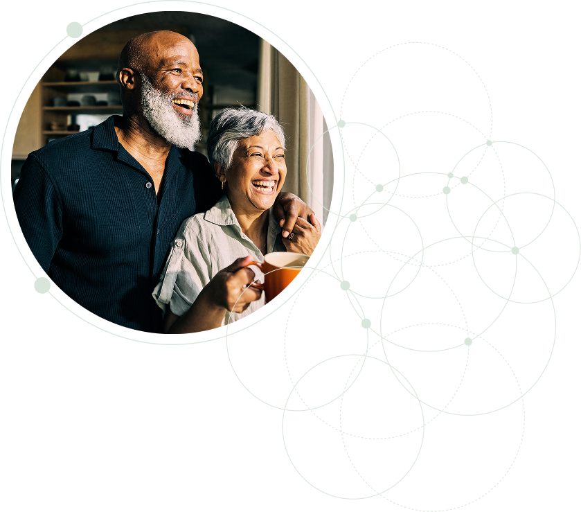 Couple walking through airport, excited for their trip