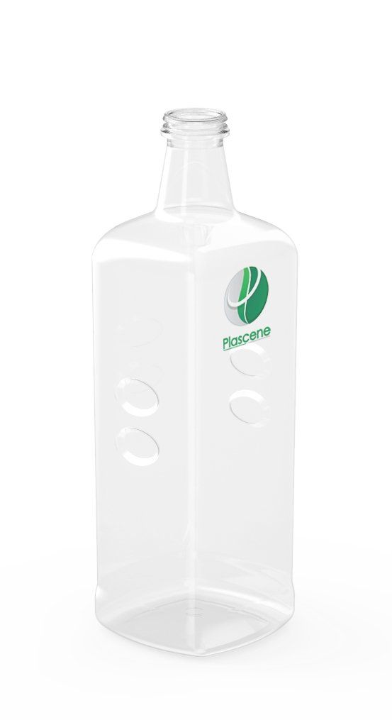 Square PET plastic olive oil bottle.
