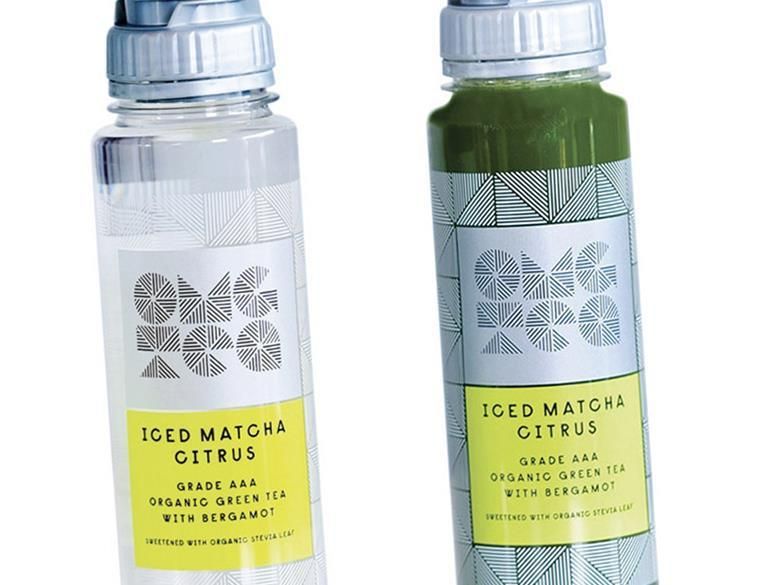 Two bottles of iced matcha citrus and iced matcha citrus