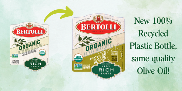 A picture of a bottle of Bertolli organic olive oil
