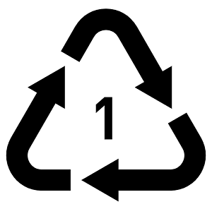 PET plastic logo - #1 surrounded by recycling arrows