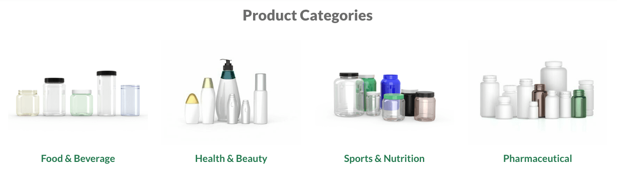 Plascene product categories: food & beverage, health & beauty, sports & nutrition, and pharmaceutical.