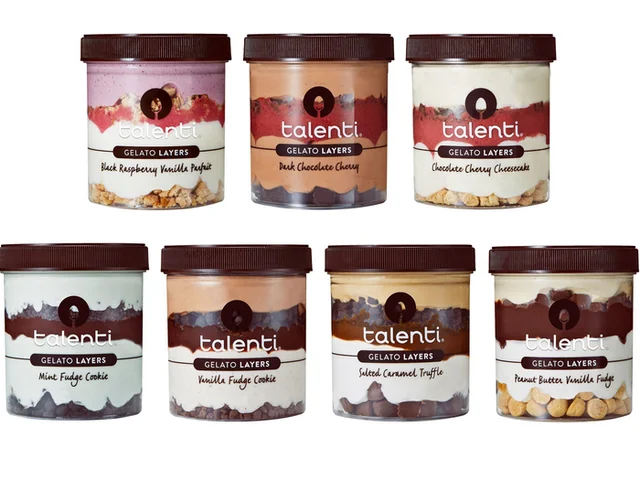 A variety of talenti gelato flavors are shown