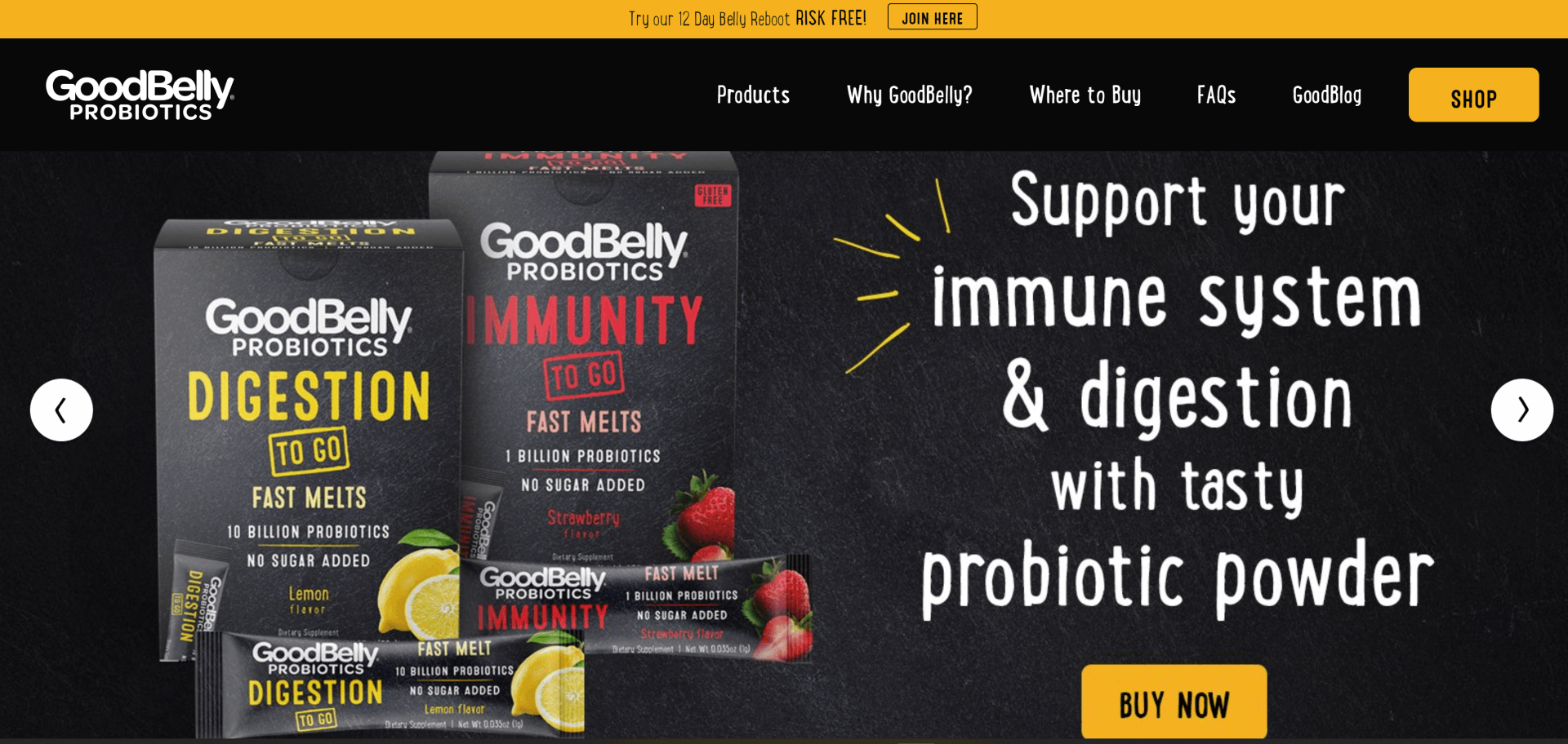 image showing GoodBelly products web page