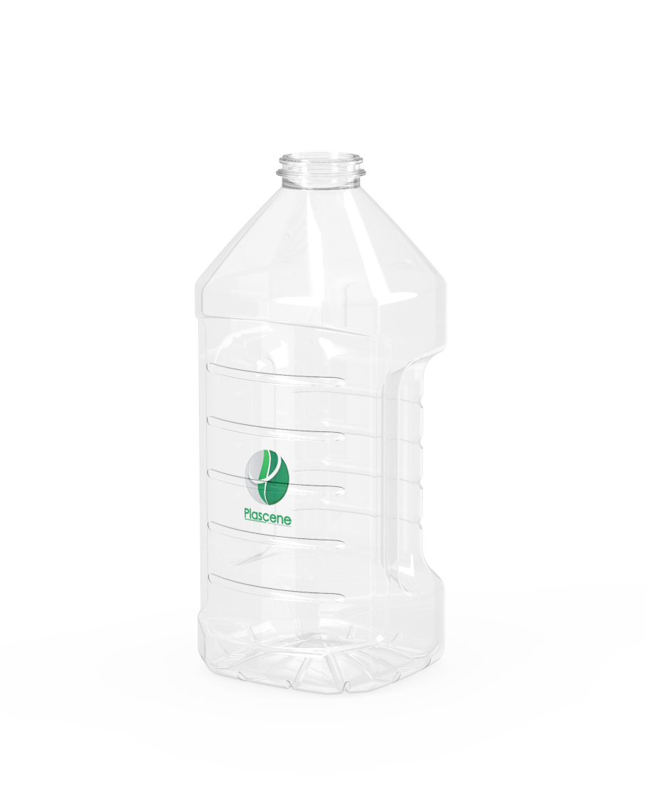 PET plastic oil bottle with handle.
