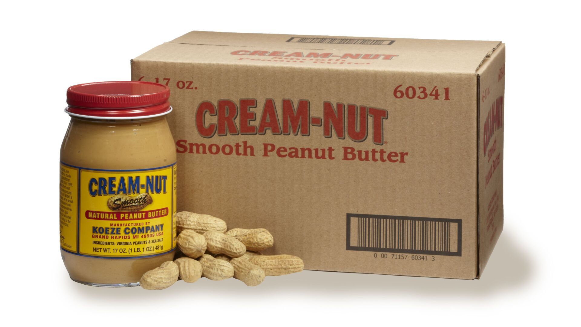 product grouping of peanut butter jar with nuts and packaging box
